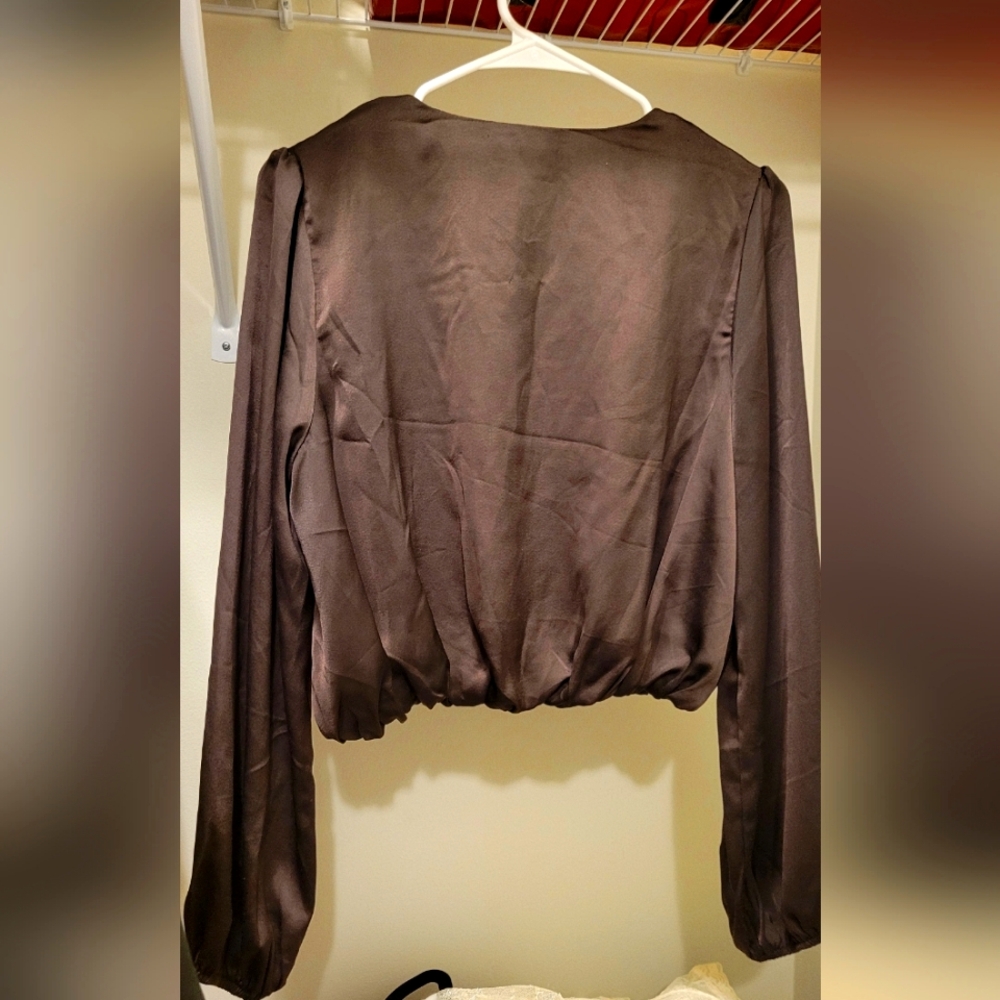 Elegant Brown Satin Blouse